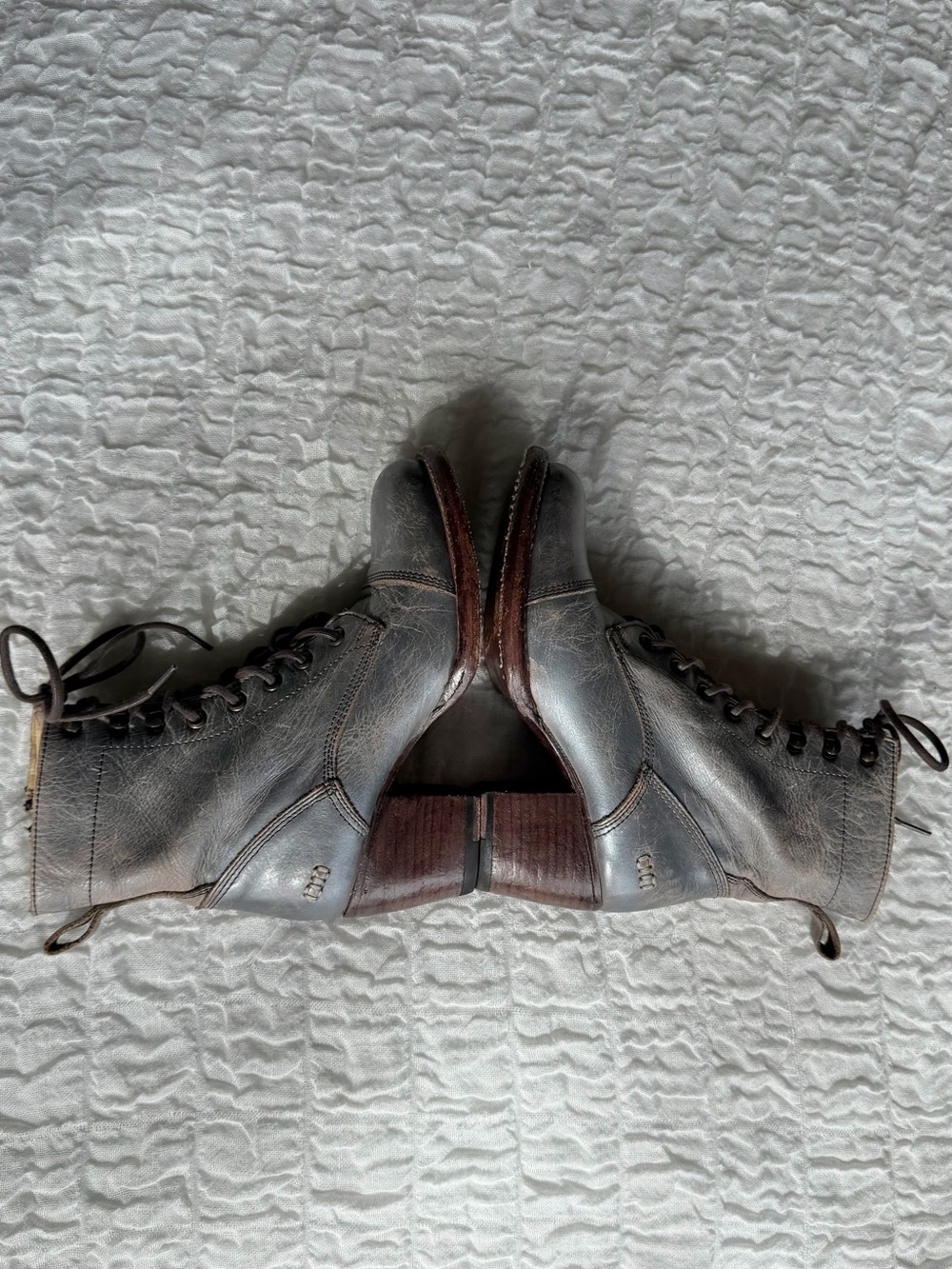 Bed Stu Judgement Lace Up Heeled Boots Grey Size 6.5 - Picture 6 of 13